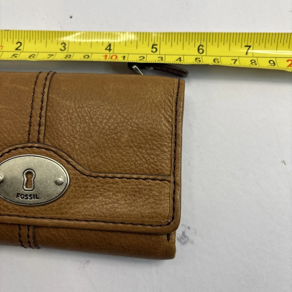 Fossil Wallet Brown Leather Quadfold Solid‎ Credit Card Holder Wallet Key